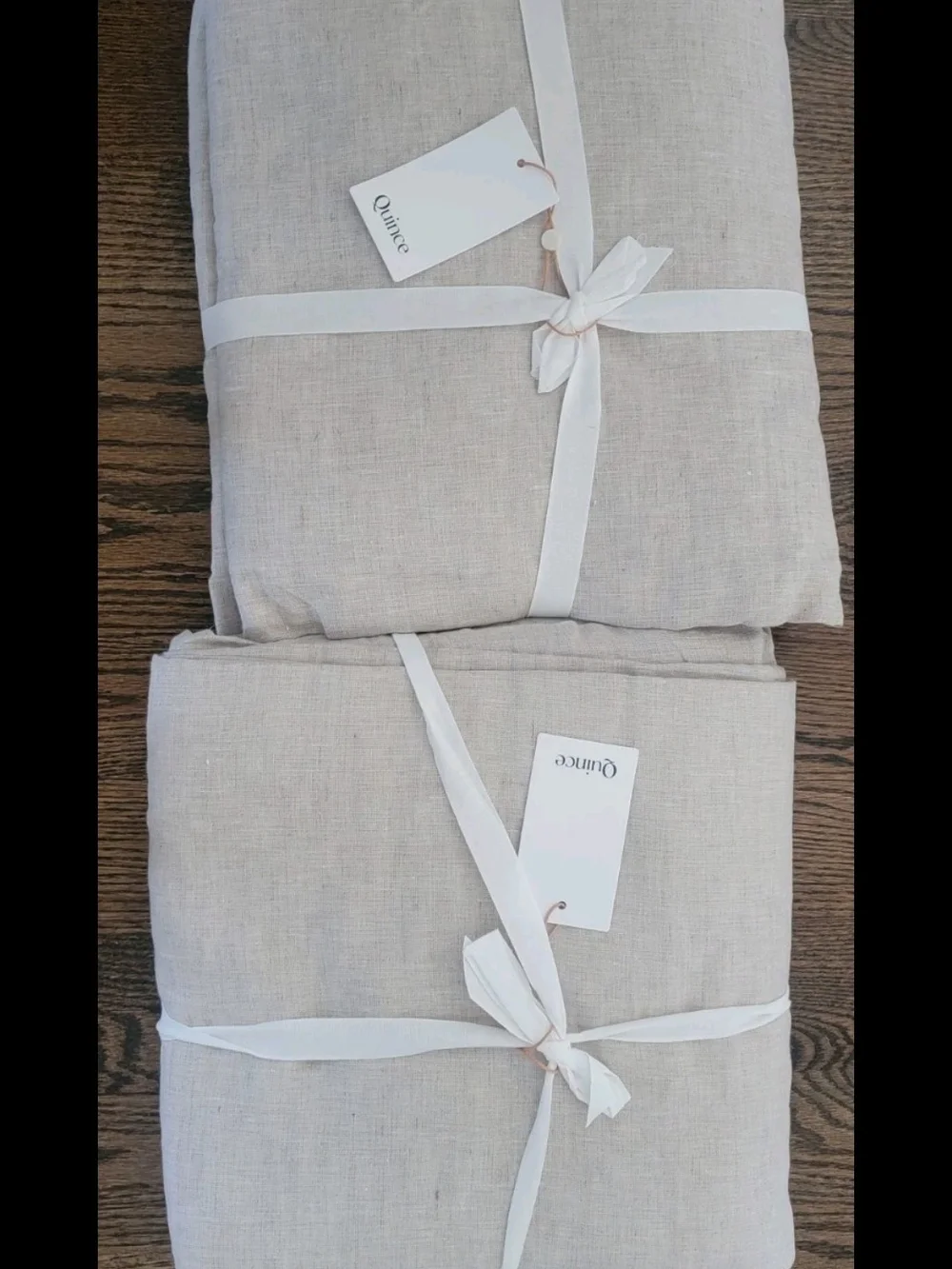 Quince 2 Panels of Linen Room Darkening Curtains, Flax, 48 x 108, NWT!